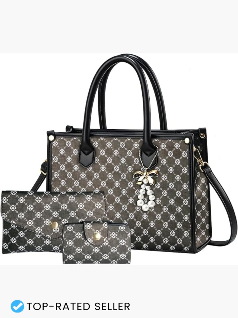 Women's Satchel Handbag Top Handle Tote Faux Leather Shoulder Bag Three Piece